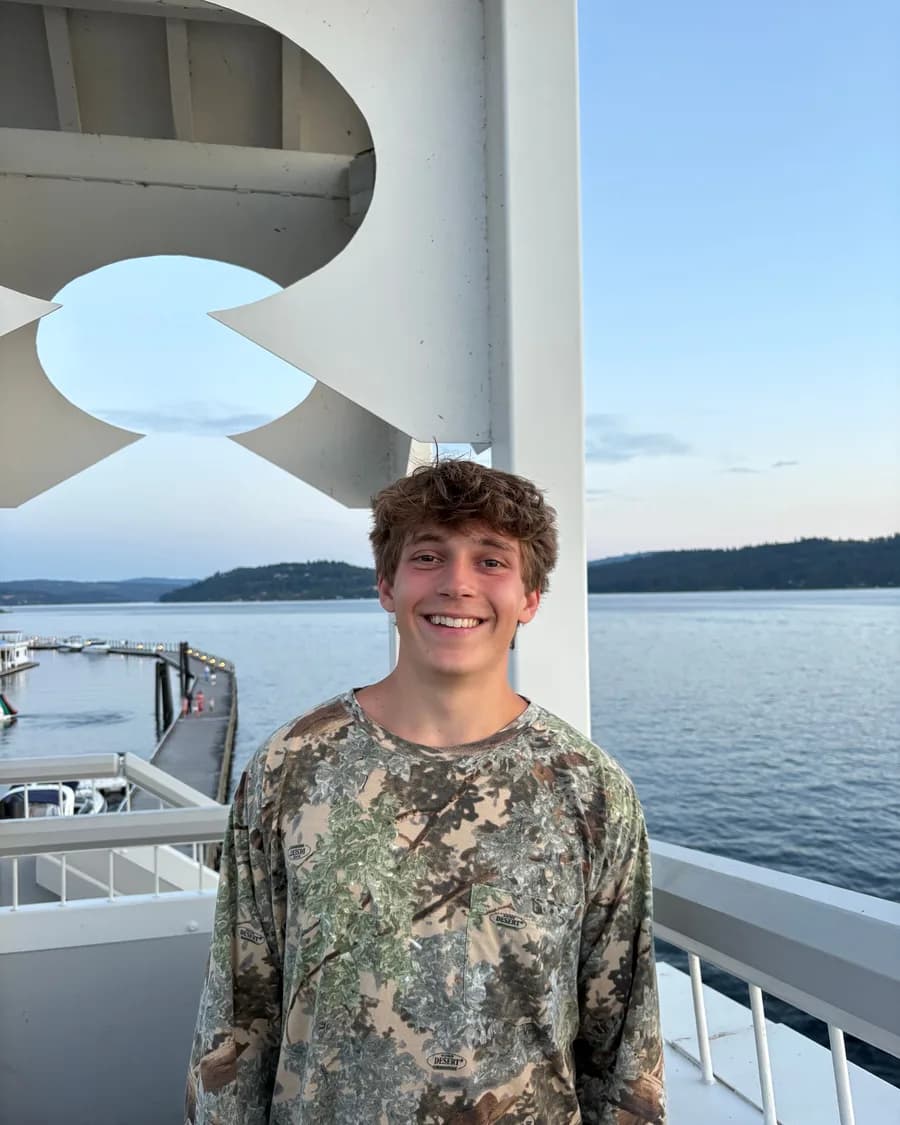Jordi Giacobbe smiling on a dock at Lake Coeur d'Alene